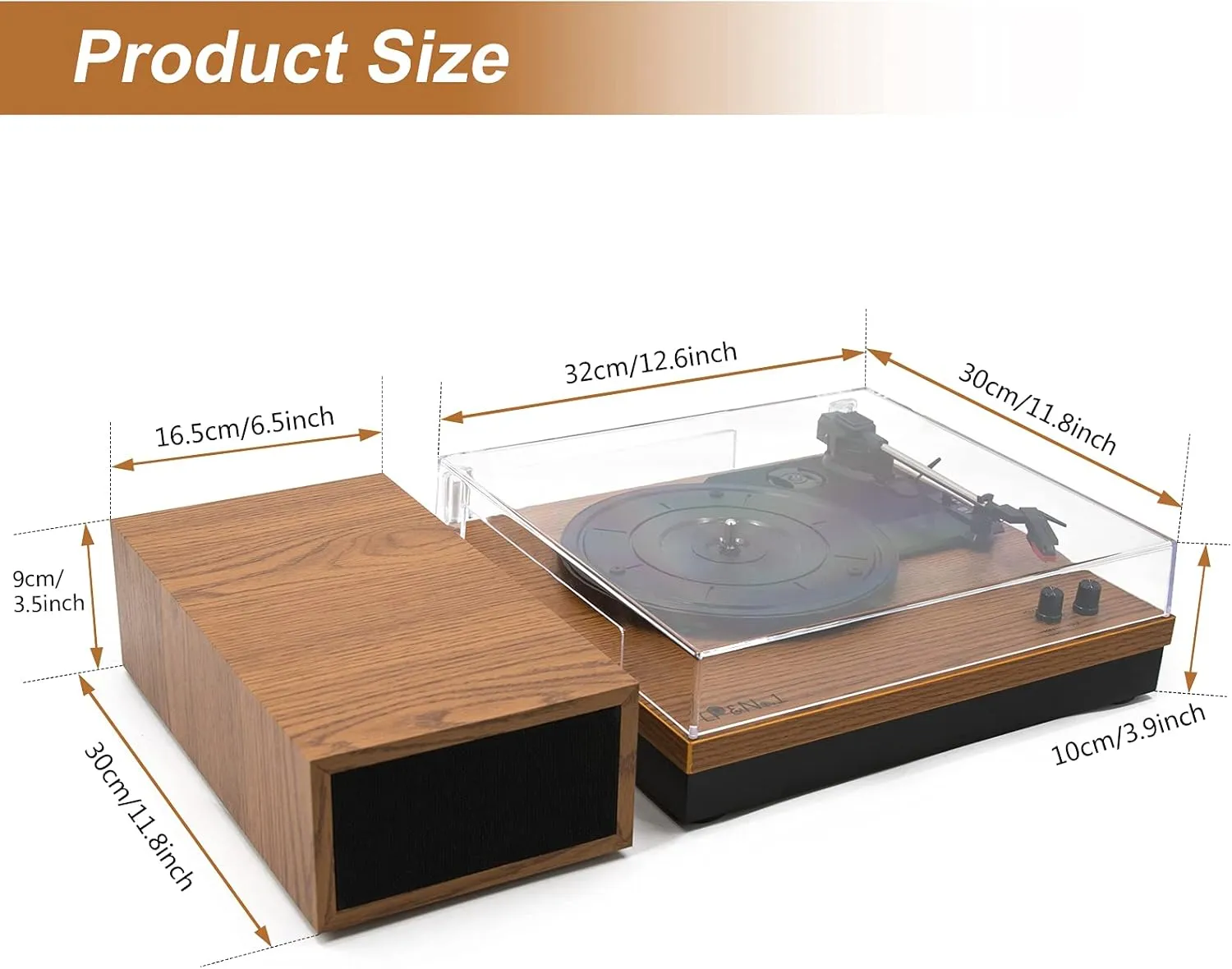 LP&No.1 Vinyl Record Players, Hi-Fi System Wireless Turntable Players with Stereo Bookshelf Speakers, Built-in Phono Preamp, Belt Drive 3-Speed,Yellow Wood