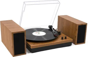 LP&No.1 Vinyl Record Players, Hi-Fi System Wireless Turntable Players with Stereo Bookshelf Speakers, Built-in Phono Preamp, Belt Drive 3-Speed,Yellow Wood