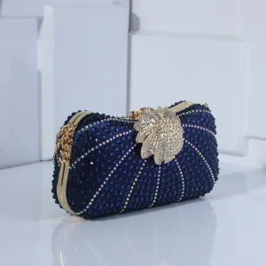 Luxurious Evening Clutch with Fashion Rhinestones and Crystals for Women - Chain Strap Shoulder Bag or Evening Purse