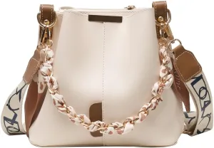 Luxury Chain Trendy Crossbody Bag PU Leather Fashion Handbag Large Capacity Designer Tote Bag with Wide Strap for Wo