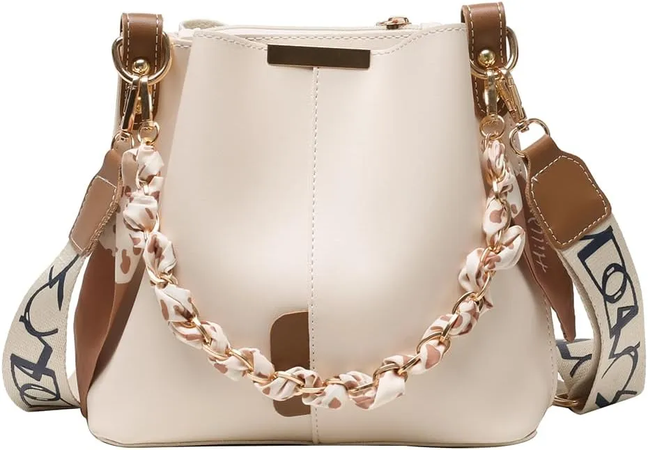 Luxury Chain Trendy Crossbody Bag PU Leather Fashion Handbag Large Capacity Designer Tote Bag with Wide Strap for