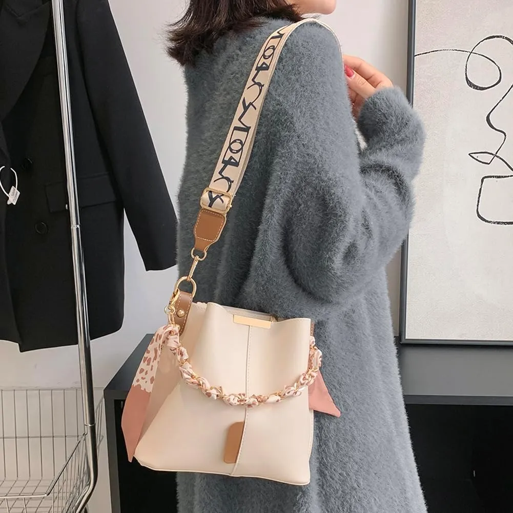 Luxury Chain Trendy Crossbody Bag PU Leather Fashion Handbag Large Capacity Designer Tote Bag with Wide Strap for