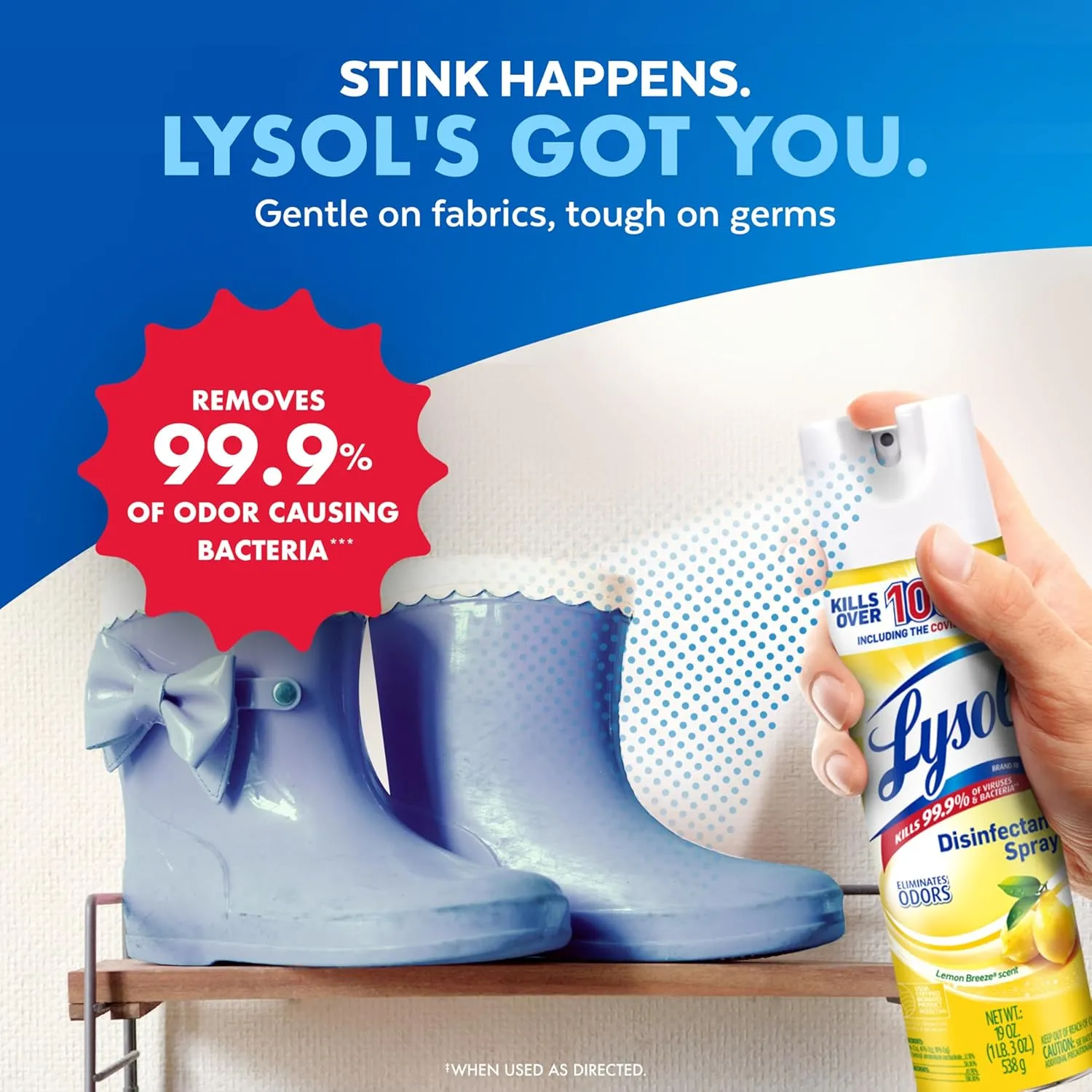 Lysol Disinfectant Spray, Sanitizing and Antibacterial Spray, For Disinfecting and Deodorizing, Lemon Breeze, 19 Fl Oz (Pack of 2), Packaging May Vary