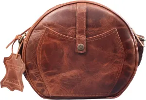 Madosh, Women's Leather Round Crossbody Bag Ladies Shoulder Circle Sling Handbag Fashion Purse