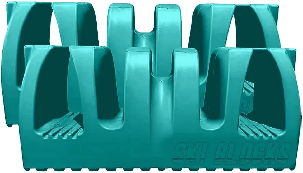 Magnetic Ski Holder and Snowboard Rack - Anti-Slip Design Scratch-Proof, Portable Storage Solution Ski Rack for Garage, Cargo Box, Cars, Ski Bags and Outdoor Adventures (Aqua Green, Two Pack)