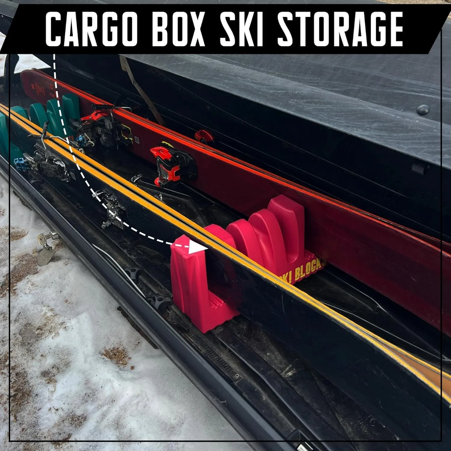 Magnetic Ski Holder and Snowboard Rack - Anti-Slip Design Scratch-Proof, Portable Storage Solution Ski Rack for Garage, Cargo Box, Cars, Ski Bags and Outdoor Adventures (Aqua Green, Two Pack)