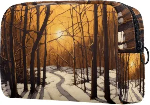 Makeup Bags for Women,Toiletry Bag for Men,Winter Forest Tree Path,Travel Cosmetic Bag
