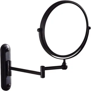 Makeup Mirror, 8 inch Brass Round Double Sided Wall-Mounted Magnifying Shaving Mirror, Adjustable Extendable 360° Swivel Vanity Mirrors (Color : Black, Size : 3X)