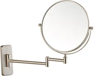 Makeup Mirror, 8 inch Double Sided Shaving Magnifying Mirror, Adjustable Wall Mounted Bathroom 360° Swivel Folding Vanity Mirrors,Chrome,3X (Color : Nickel, Size : 5X)
