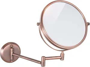 Makeup Mirror, 8 inch Double Sided Shaving Magnifying Mirror, Adjustable Wall Mounted Bathroom Brass Swivel Extendable Vanity Mirrors,Chrome,5X (Color : Rose Gold, Size : 5X)