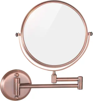 Makeup Mirror, 8 inch Double Sided Shaving Magnifying Mirror, Adjustable Wall Mounted Bathroom Swivel Extendable Vanity Mirrors,Nickel,3X (Color : Rose Gold, Size : 5X)