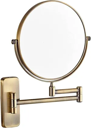 Makeup Mirror, 8 inch Double Sided Shaving Magnifying Mirror, Adjustable Wall Mounted Bathroom Swivel Folding Cosmetic Vanity Mirrors,Black,7X (Color : Brass, Size : 5X)