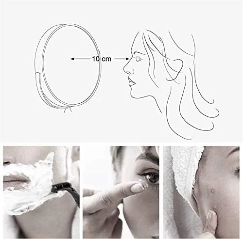 Makeup Mirror Round Cosmetic Vanity Mirror, 20 cm LED Light, Touch Button, Dimmable Daylight, 360 Rotation, Used in Bathrooms, Hotels Shaving in Bedroom or Bathroom