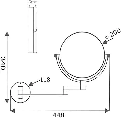 Makeup Mirror Round Cosmetic Vanity Mirror, 20 cm LED Light, Touch Button, Dimmable Daylight, 360 Rotation, Used in Bathrooms, Hotels Shaving in Bedroom or Bathroom