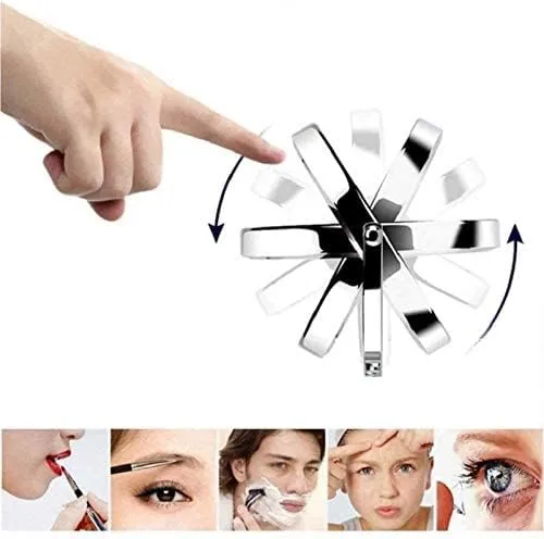 Makeup Mirror Round Cosmetic Vanity Mirror, 20 cm LED Light, Touch Button, Dimmable Daylight, 360 Rotation, Used in Bathrooms, Hotels Shaving in Bedroom or Bathroom