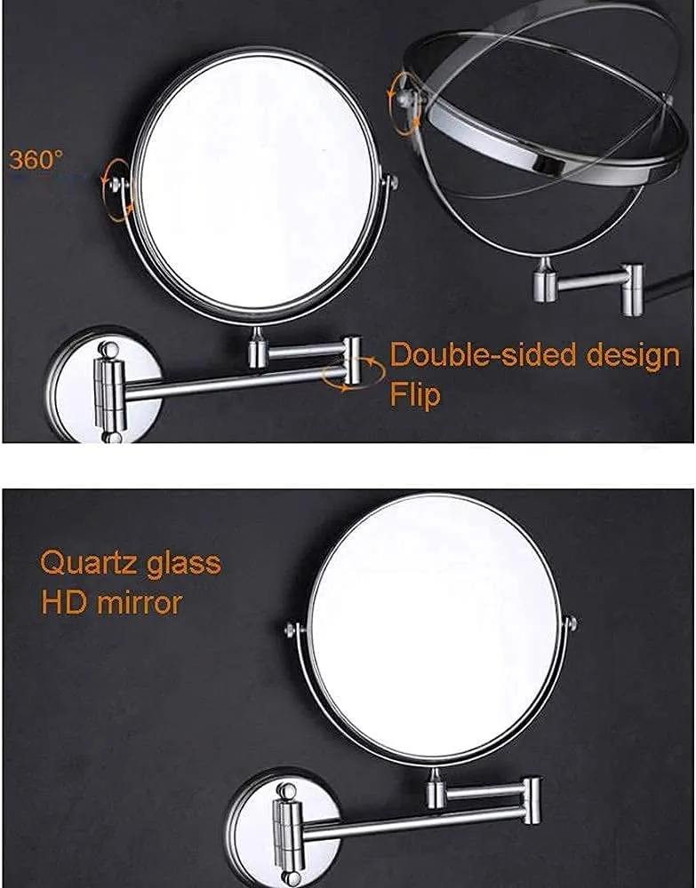 Makeup Mirror Vanity Mirror Bathroom Vanity Mirror, Beauty Mirror Wall- Mounted Mirror Makeup Mirror Folding Magnifying Double- Sided for Hotel Bathroom Cosmetic Mirror(Rose Gold)