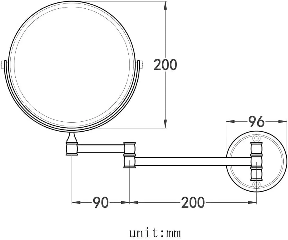 Makeup Mirror Vanity Mirror Bathroom Wall Mount Mirror,8 Inch Make-Up Mirror with 3X Magnification Beauty Mirror Two-Sided Extendable Bathroom Mirror Cosmetic Mirror(Gold)