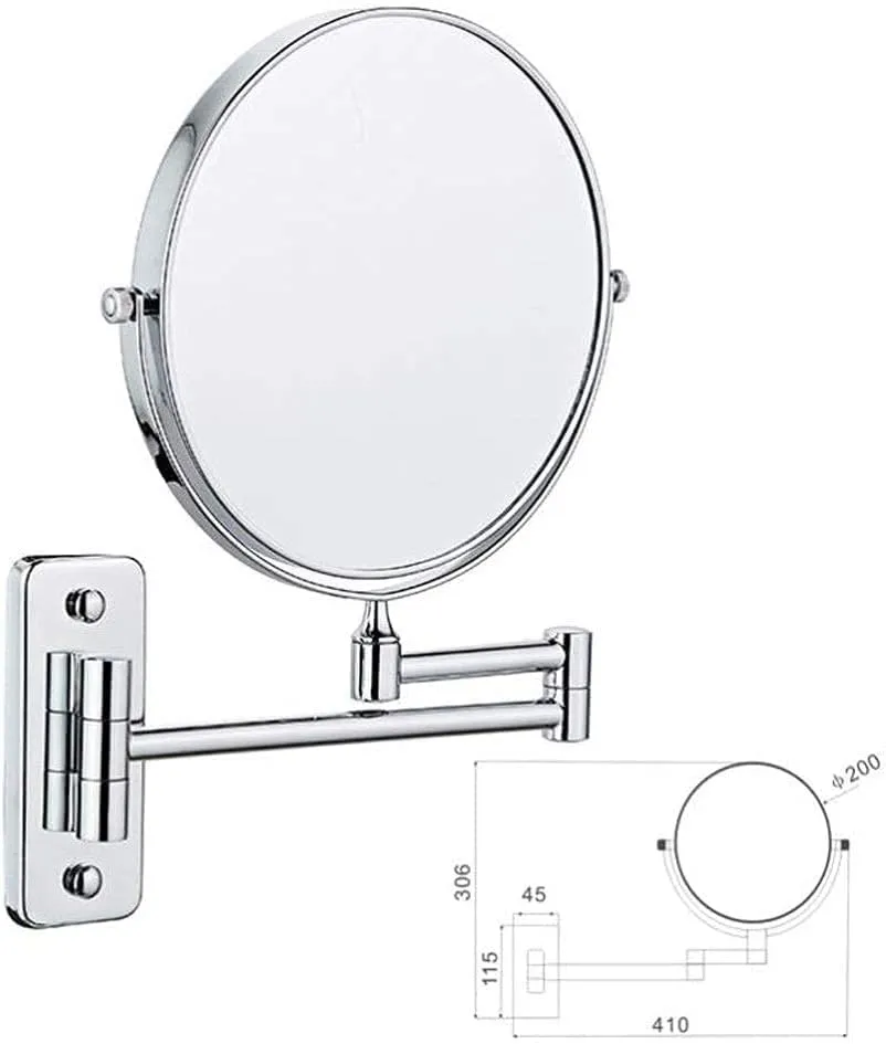 Makeup Mirror Vanity Mirror Wall Mount Makeup Mirror,Beauty Mirror Vanity Mirrors Folding Telescopic Magnification Double-Sided for Hotel Bathroom Cosmetic Mirror(B,3X)
