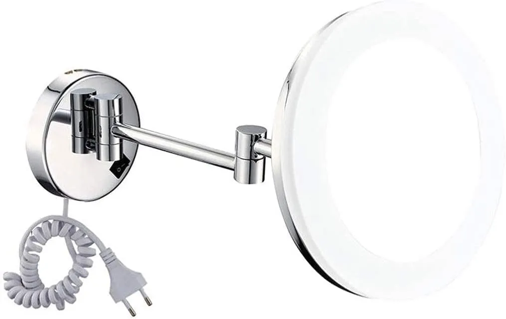Makeup Mirror Vanity Mirror Wall Mount Makeup Mirror,LED Beauty Mirror Folding Vanity Mirror Magnifying Mirror with Light for Bathroom Hotels Cosmetic Mirror