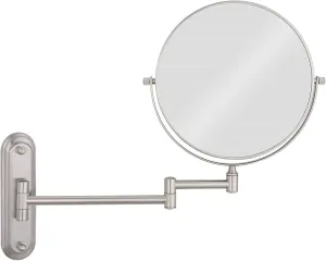 Makeup Mirror, Wall Mounted Makeup Mirror with Magnification, 8 inch Nickel Finish 360° Swivel Folding Bathroom Double Sided Vanity Mirror,7X
