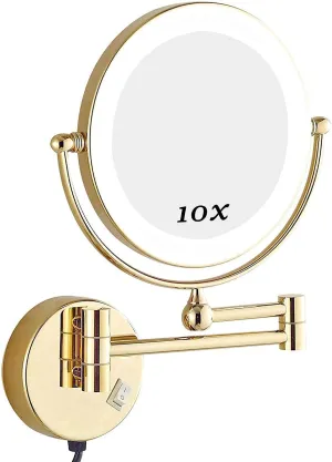 Makeup Mirror Wall Mounted, Round Makeup Mirror 360 Rotation, for Makeup, Shaving, Facial Care (Color : Chrome) (Chrome)