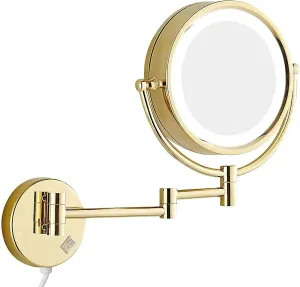 Makeup Mirror Wall Mounted with Led Lights, Bathroom Magnification Mirror, 8.6inch- 360 Rotation, for Makeup, Shaving