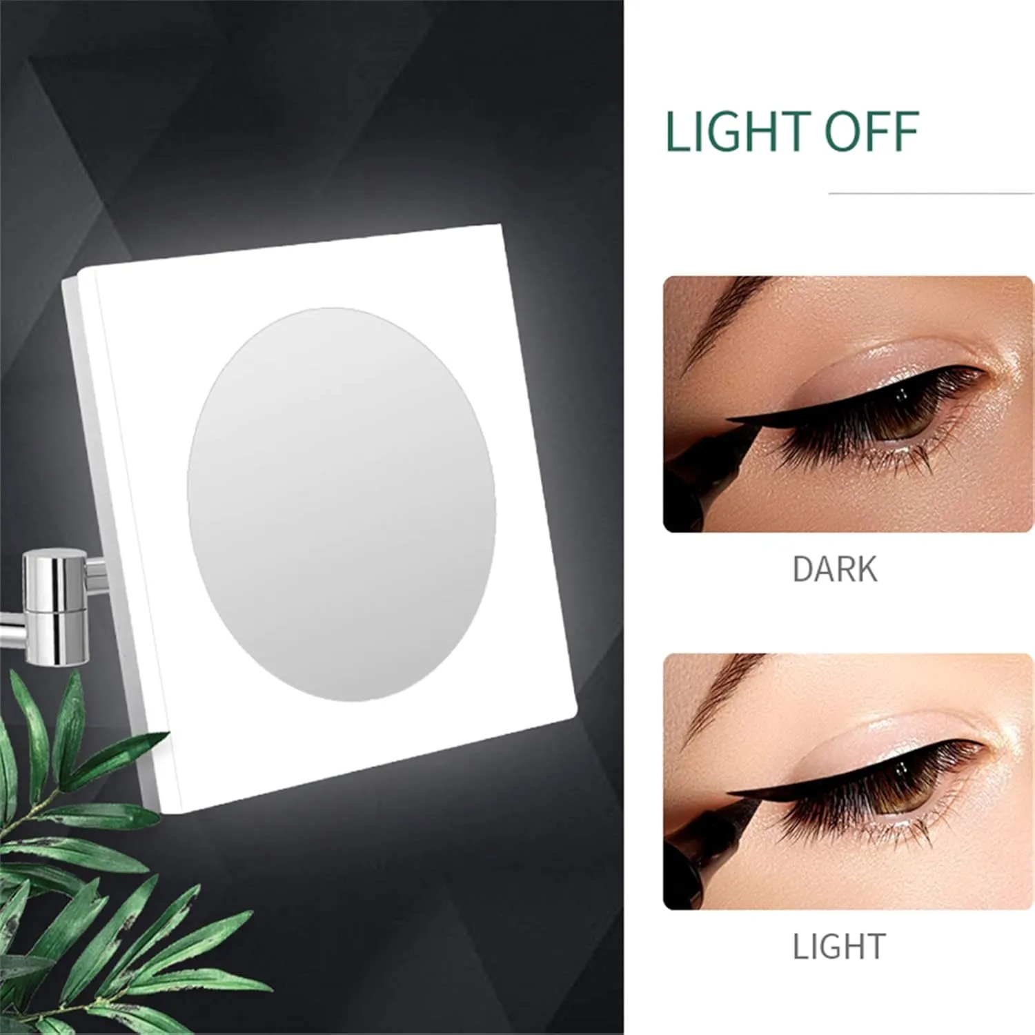 Makeup Mirror with Lights and Magnification, 8 inch Brass Bathroom Wall-Mounted LED Cosmetic Vanity Mirror, Rotatable Extendable Mirror with Plug,5X (Color : 3X)