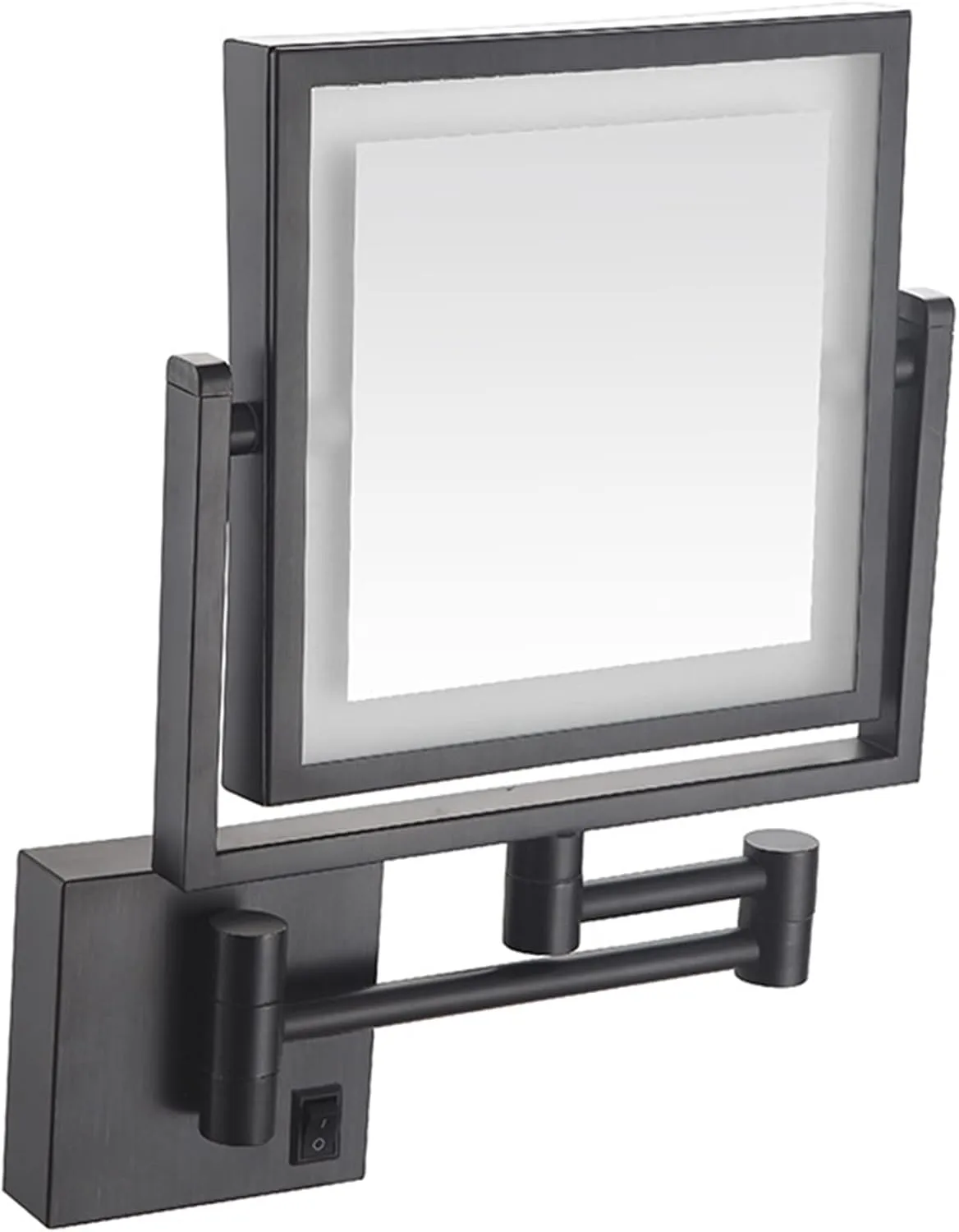 Makeup Mirror with Lights, Square LED Wall Mounted Double Sided 1X/3X Magnifying Mirror 360 Rotation Extension Bathroom Mirror,Brass,USB(Black,Plug in)