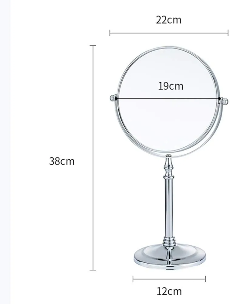 Makeup Mirror,Magnifying Mirror 1/20X Magnification, Large Table top Two-Sided Swivel Vanity Mirror, Chrome FinishStyle 1-8 inches