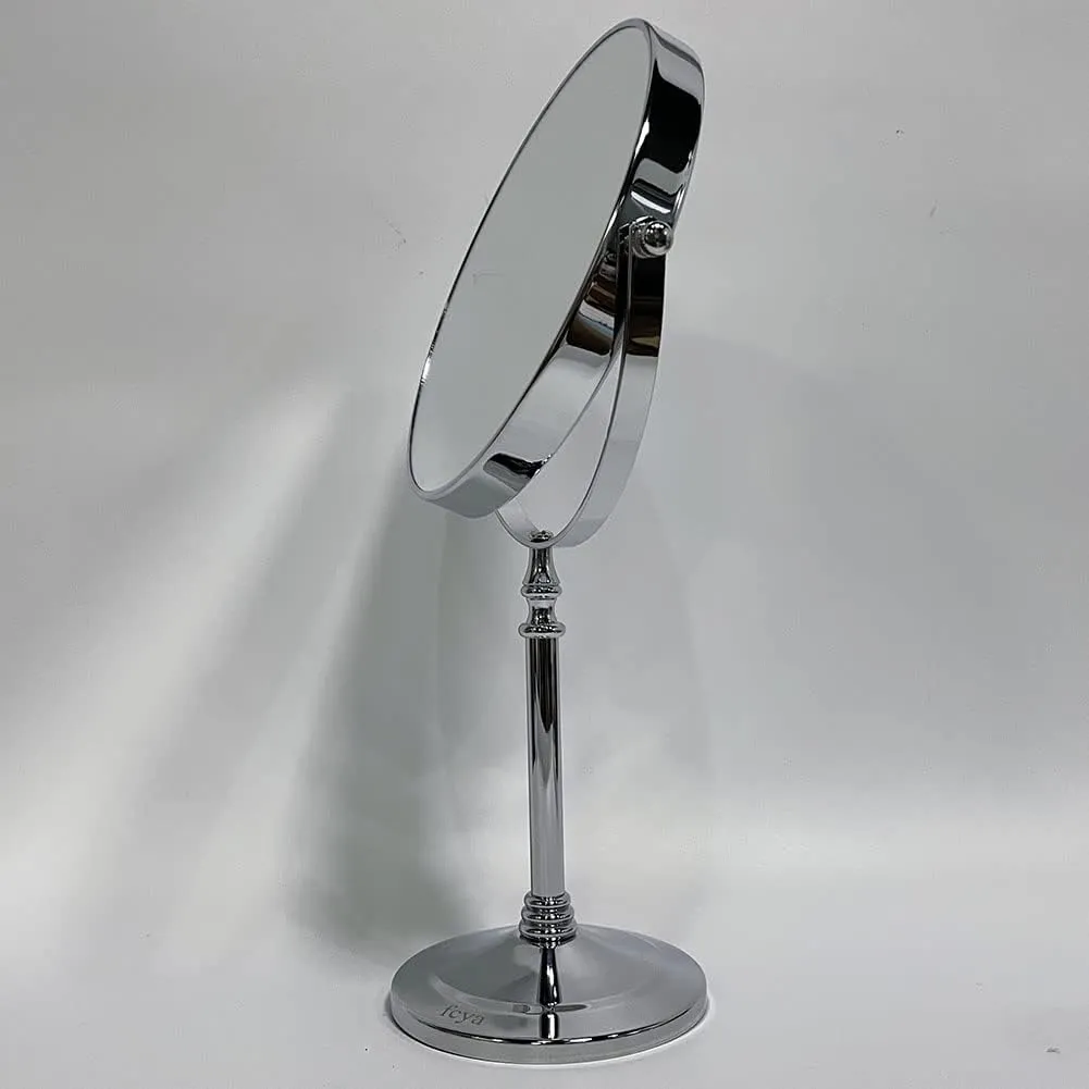 Makeup Mirror,Magnifying Mirror 1/20X Magnification, Large Table top Two-Sided Swivel Vanity Mirror, Chrome FinishStyle 1-8 inches