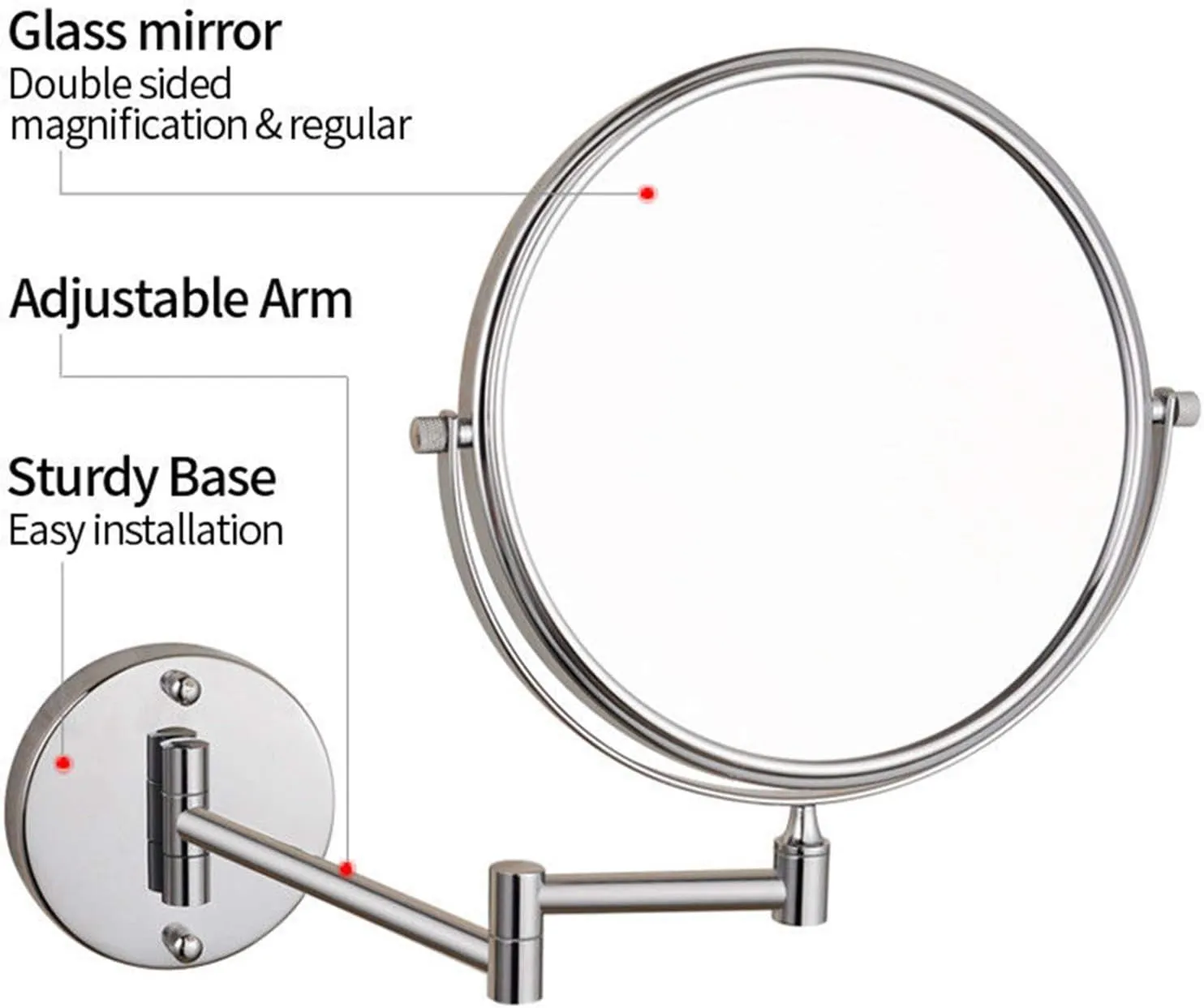 Makeup Mirrors Double Sided Brass Magnifying Mirror Extendable 360° Swivel Vanity Shaving Mirrors (Color : 5X)