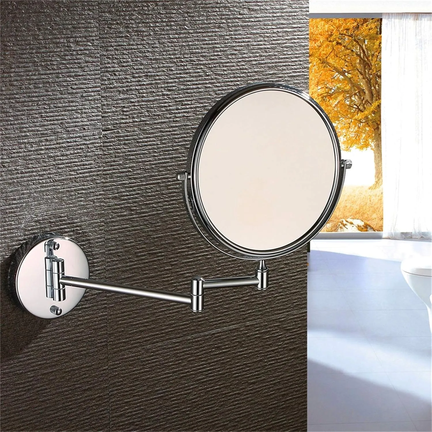 Makeup Mirrors Double Sided Brass Magnifying Mirror Extendable 360° Swivel Vanity Shaving Mirrors (Color : 5X)