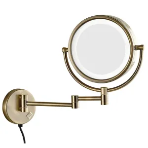 Makeup Mirrors Lighted 10x Magnifying, 360°Swivel 12" Extension Two-Side Retractable Makeup Mirror with Matte Gold Finish for Bathroom Bedroom,8-Inch