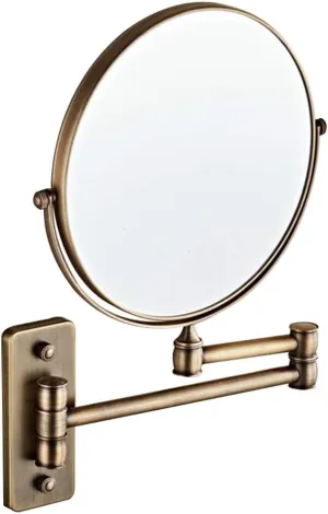 Makeup Vanity Mirror,Two-Sided Wall Mounted Beauty Mirror 3X Magnification Bathroom Mirror 360° Swivel Extendable Cosmetic Mirror,Antique Color