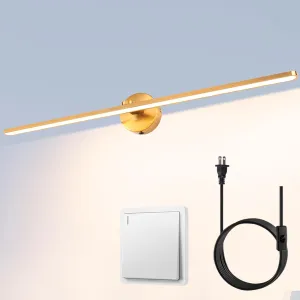 MantoLite 32'' Picture Lights for Wall，Vanity Lights for Bathroom,Plug-in or Hardwired,18W 3000K LED No-Dimmable Modern Bathroom Lighting Fixtures Over Mirror and Wall Lights for Bedroom(Brass)