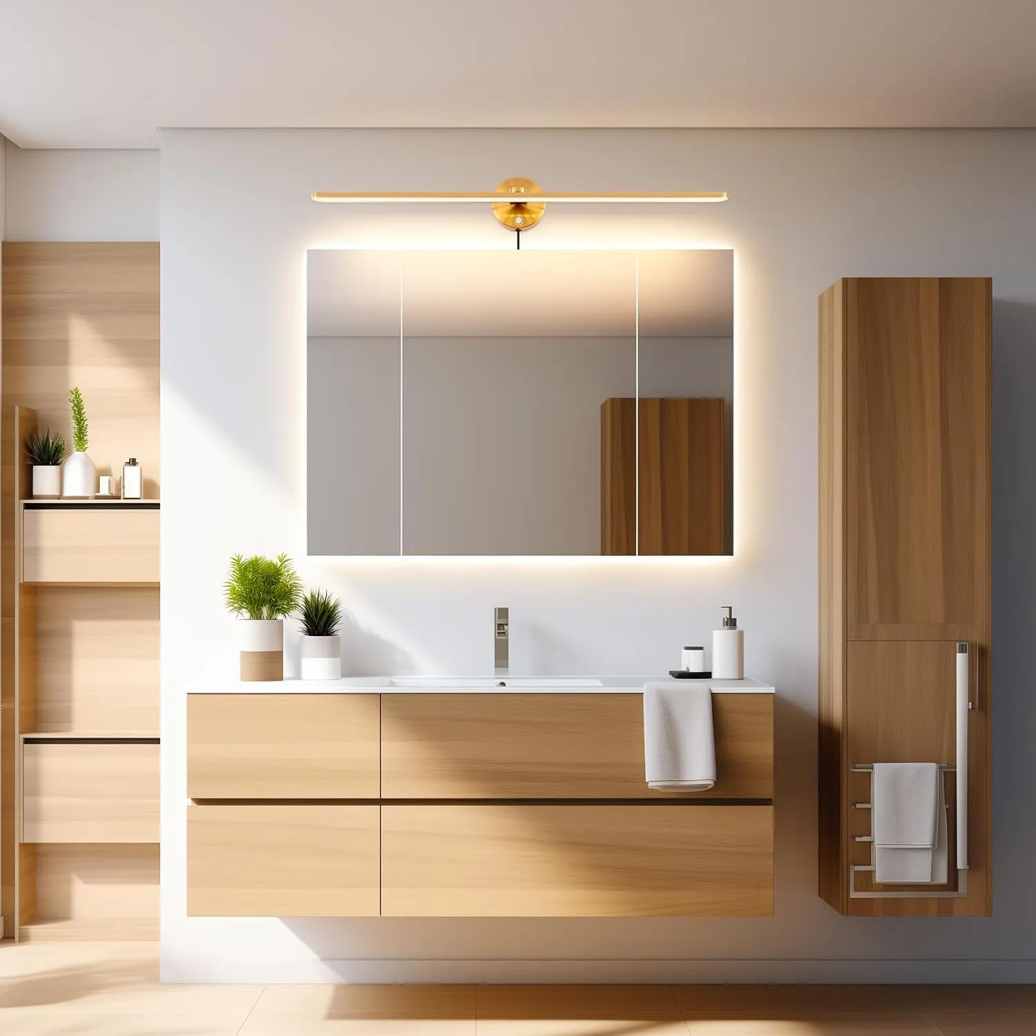 Mantolite Picture Lights for Wall, 32'' Modern Bathroom Lighting Fixtures Over Mirror, hardwired or Plug-In 18W 3000K LED Vanity Light, Dimmable Vanity Lights for Bathroom, and Wall Lights for Bedroom