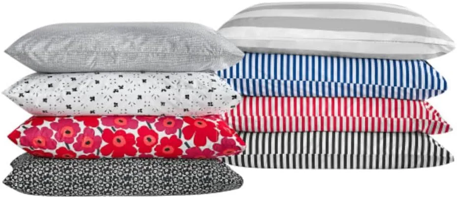 MARIMEKKO - Queen Sheets, Cotton Percale Bedding Set, Crisp & Cool Home Decor (Pikkuinen Unikko Black, Queen)