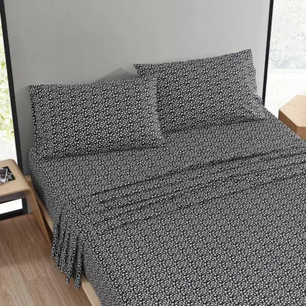 MARIMEKKO - Queen Sheets, Cotton Percale Bedding Set, Crisp & Cool Home Decor (Pikkuinen Unikko Black, Queen)