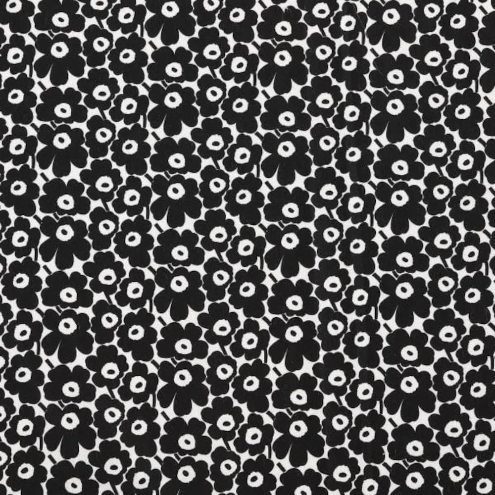 MARIMEKKO - Queen Sheets, Cotton Percale Bedding Set, Crisp & Cool Home Decor (Pikkuinen Unikko Black, Queen)