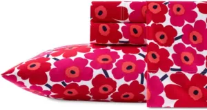 MARIMEKKO - Queen Sheets, Cotton Percale Bedding Set, Crisp & Cool Home Decor (Unikko, Queen)