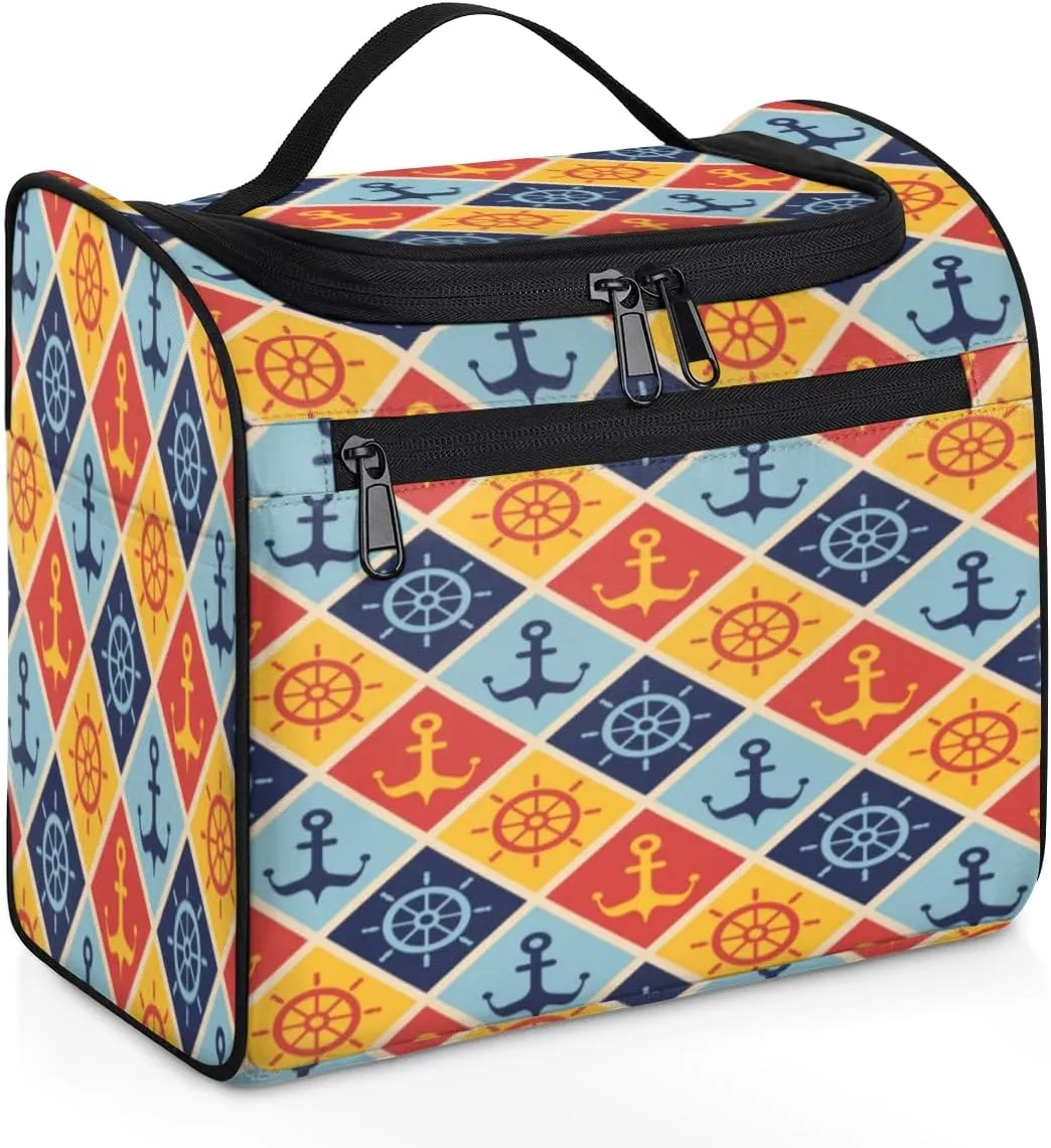 Maritime Mood Makeup Bags Portable Cosmetic Bags Durable Waterproof with Hanging Hook Large Capacity Travel Makeup Bag for Travel Accessories Toiletries