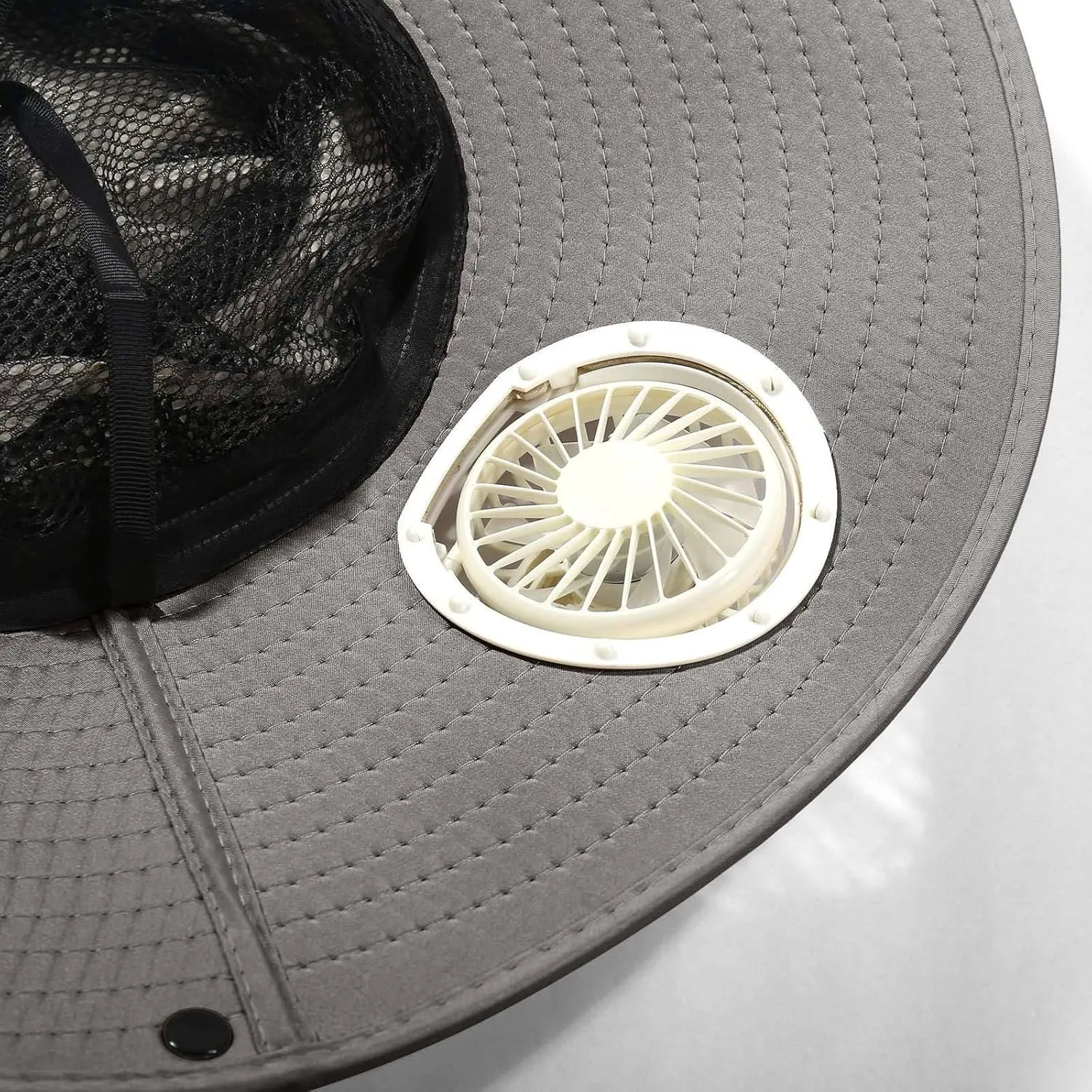 Men Sun Hat with 2 Solar Fan Fishing Wide Brim Sun Hats for Outdoor Summer Camping Beach, USB & Solar Powered