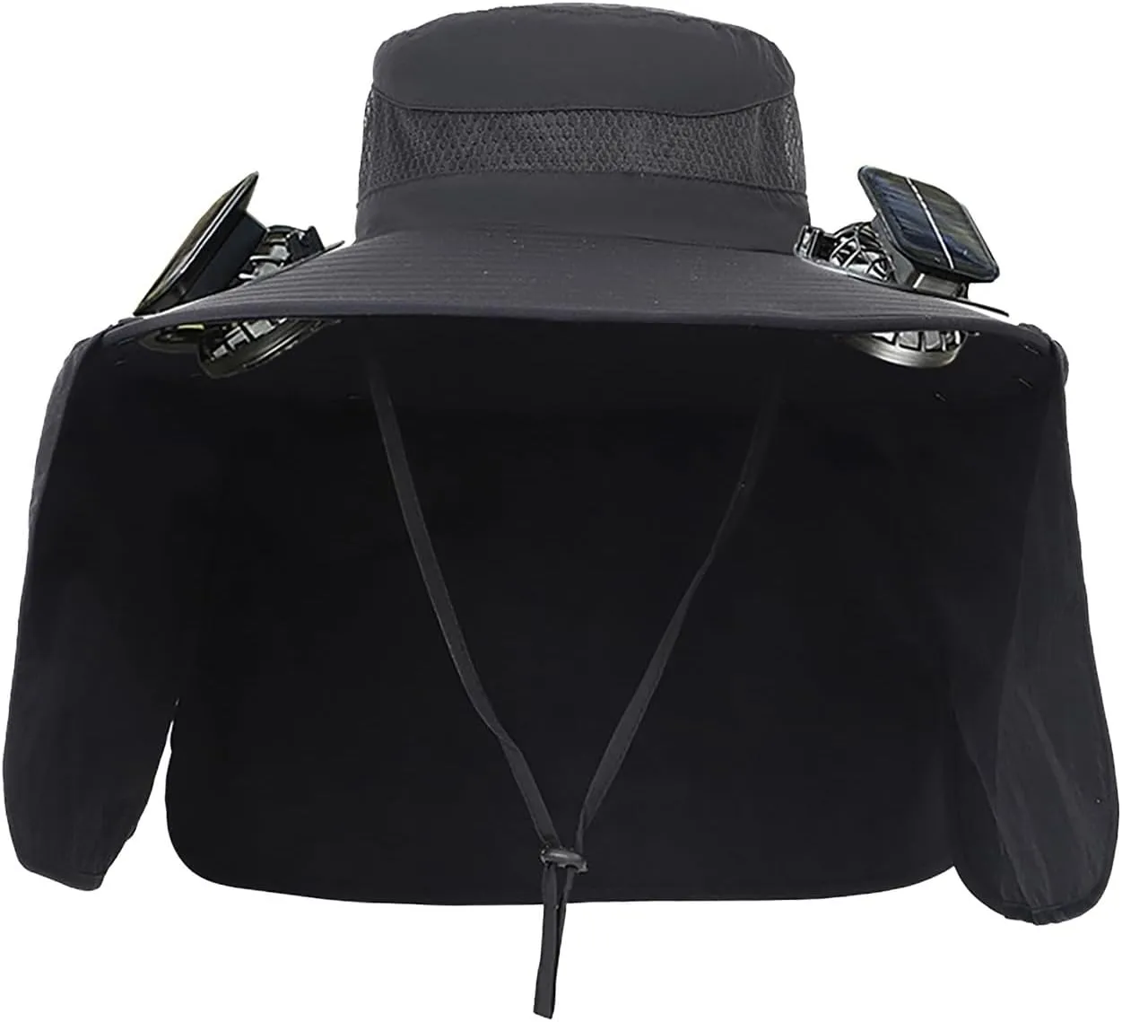 Men Women Wide Brim Sun Hats with 2 Solar Fan Breathable Waterproof Bucket Hat Outdoor Fishing Hat for Hiking Camping
