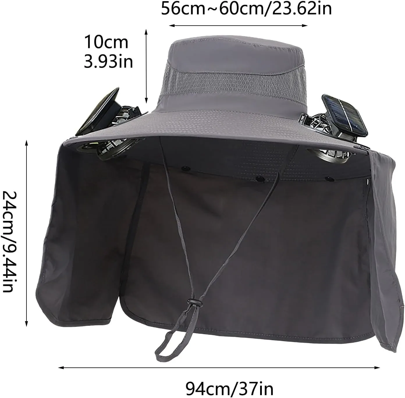 Men Women Wide Brim Sun Hats with 2 Solar Fan Breathable Waterproof Bucket Hat Outdoor Fishing Hat for Hiking Camping