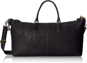 Men's Classic Leather Weekender Bag, Black, One Size