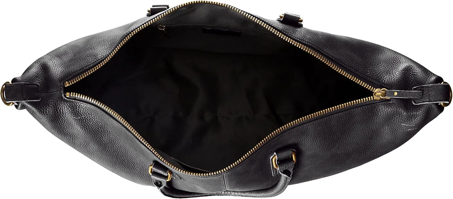 Men's Classic Leather Weekender Bag, Black, One Size