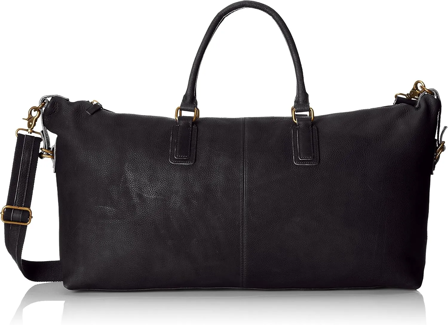 Men's Classic Leather Weekender Bag, Black, One Size