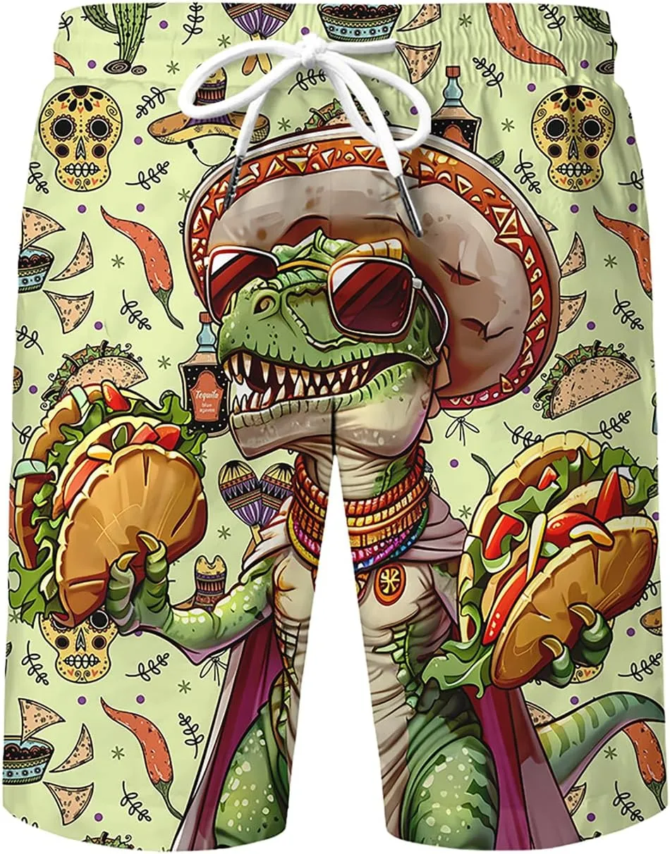Mens Hawaiian Shirts and Shorts Set Funny Hawaiian Shirts for Men Beach Outfits Sets with Bucket Hats