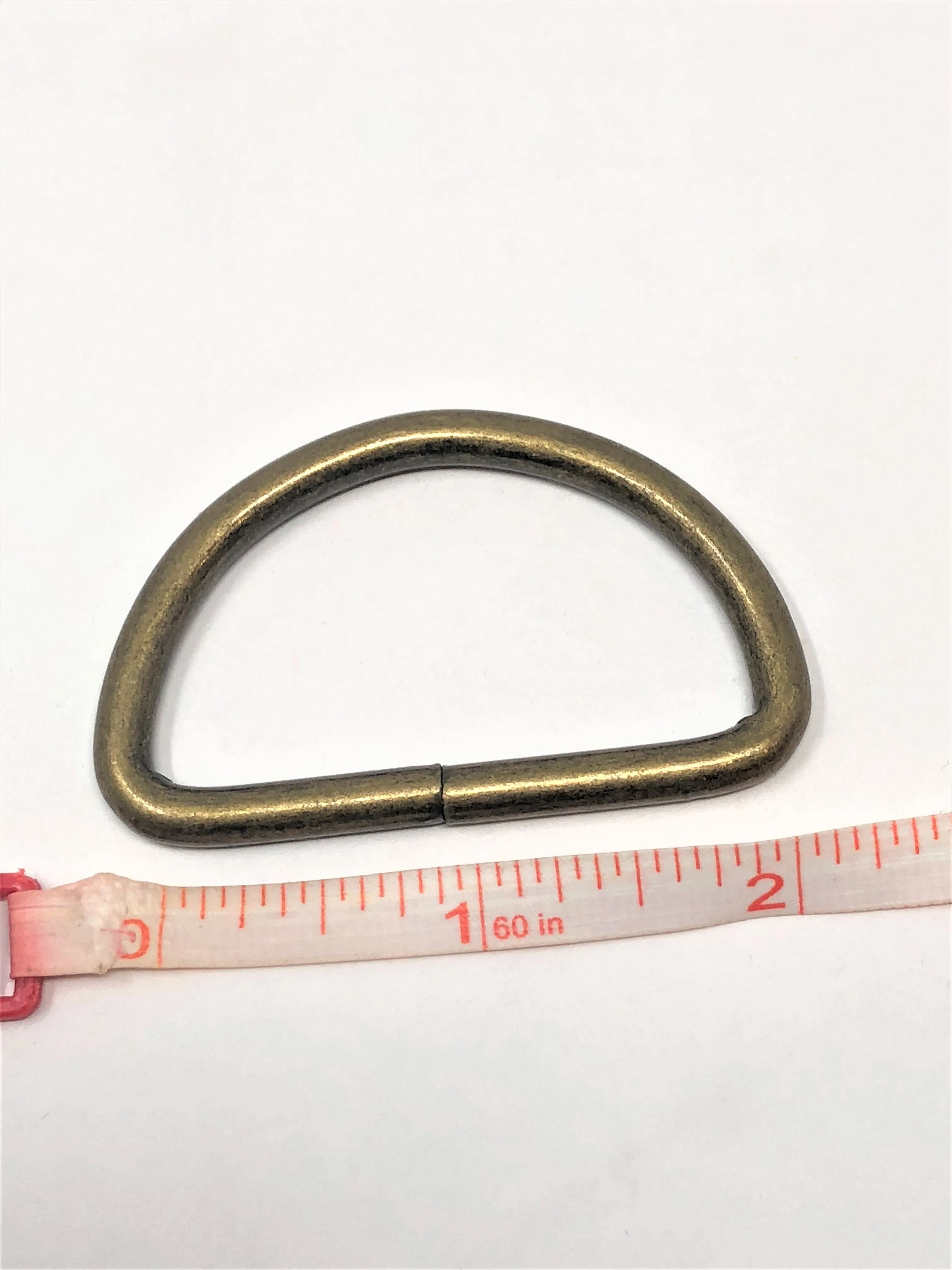 Metal D Ring 2"  Antique Brass Plated Loop Ring