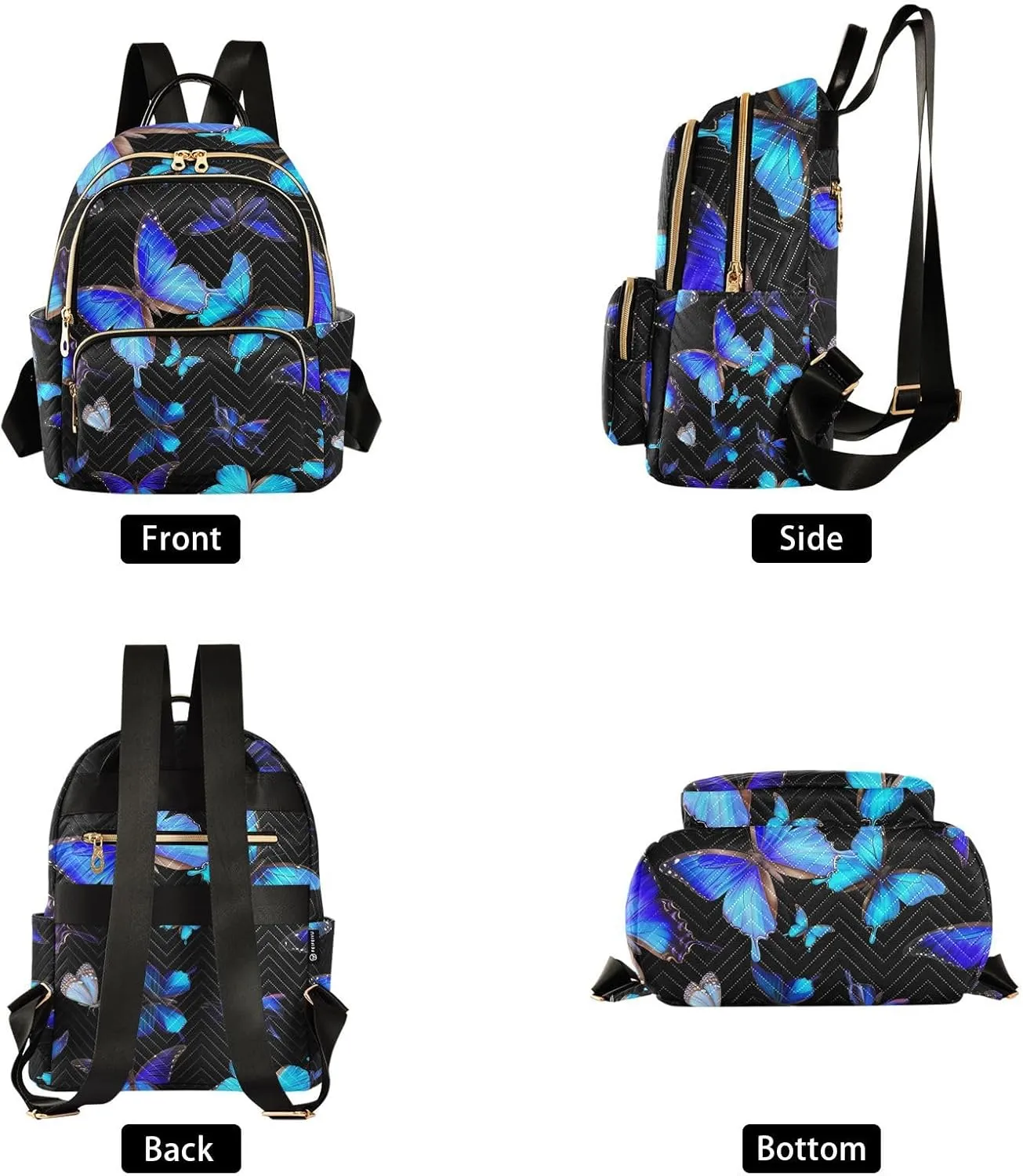 Midnight Flutter Mini Backpack Purse, Waterproof Mini Backpack for Women 14 L